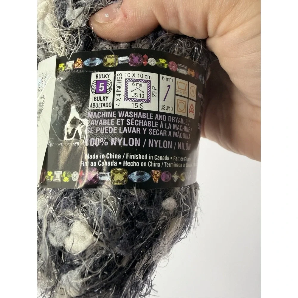 Bernat Bling Bling Yarn Lot of 9 Skeins Night Club Gray Bulky